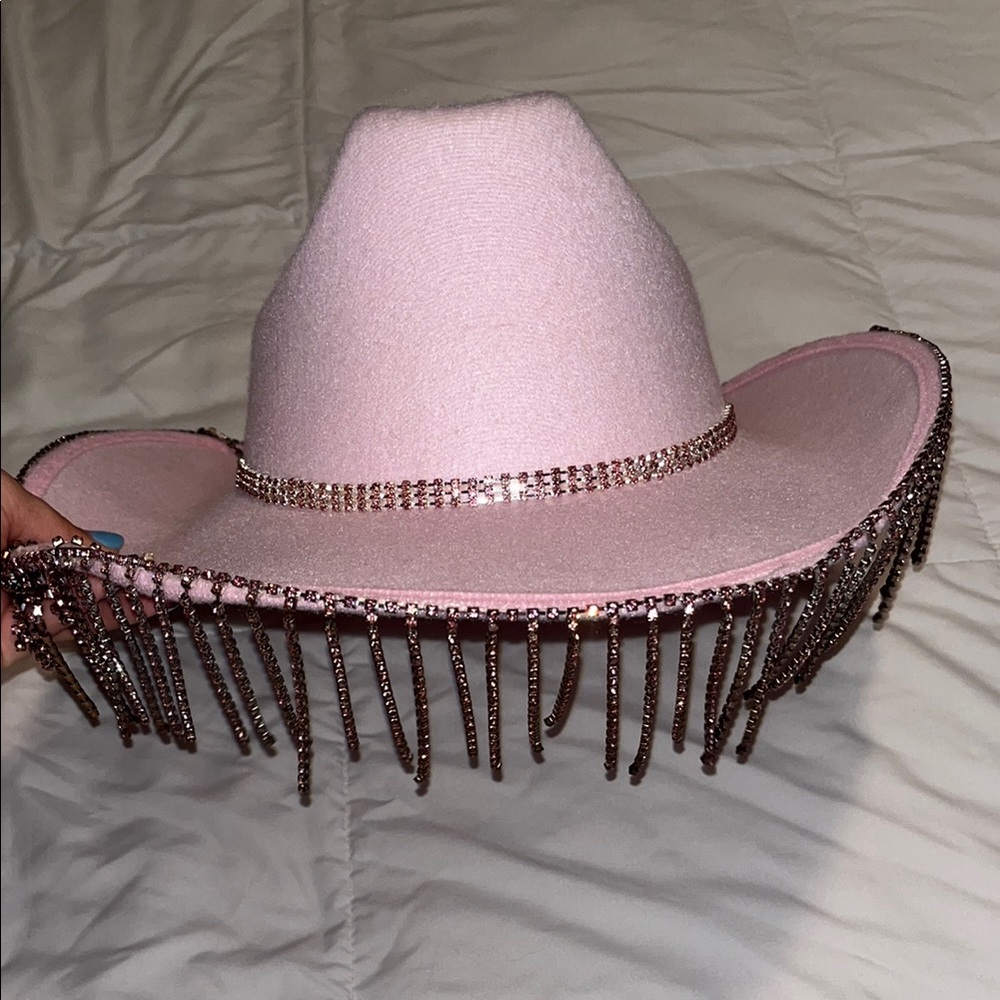 Pink Rhinestone Embellished Hat - Picture 2 of 3
